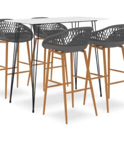 vidaXL 5-delige Barset wit en grijs