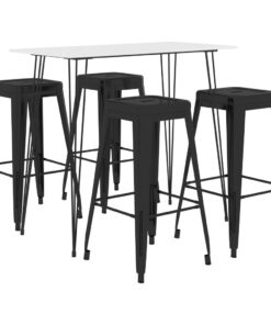 vidaXL 5-delige Barset wit en zwart