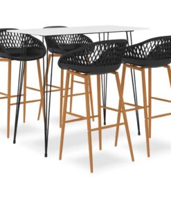vidaXL 5-delige Barset wit en zwart