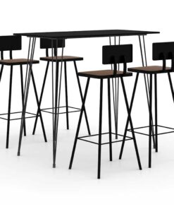 vidaXL 5-delige Barset zwart