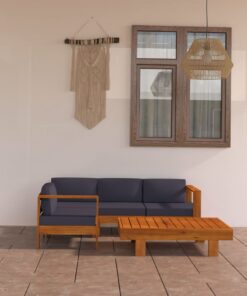 vidaXL 5-delige Loungeset met donkergrijze kussens acaciahout