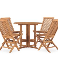 vidaXL 5-delige Tuinset inklapbaar massief teakhout