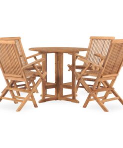 vidaXL 5-delige Tuinset inklapbaar massief teakhout