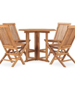 vidaXL 5-delige Tuinset inklapbaar massief teakhout