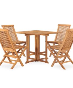 vidaXL 5-delige Tuinset inklapbaar massief teakhout