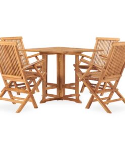 vidaXL 5-delige Tuinset inklapbaar massief teakhout