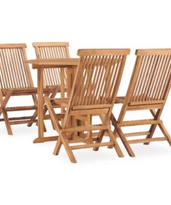 vidaXL 5-delige Tuinset inklapbaar massief teakhout