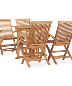 vidaXL 5-delige Tuinset inklapbaar massief teakhout