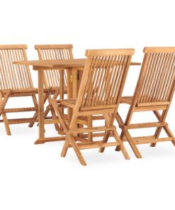 vidaXL 5-delige Tuinset inklapbaar massief teakhout