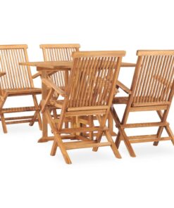 vidaXL 5-delige Tuinset inklapbaar massief teakhout