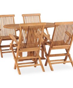 vidaXL 5-delige Tuinset inklapbaar massief teakhout