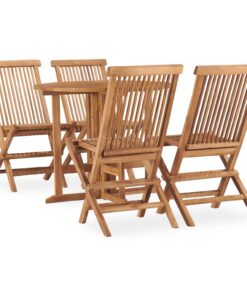vidaXL 5-delige Tuinset inklapbaar massief teakhout