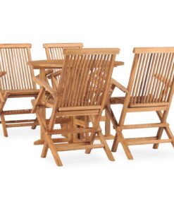 vidaXL 5-delige Tuinset inklapbaar massief teakhout
