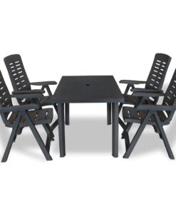 vidaXL 5-delige Tuinset kunststof antraciet