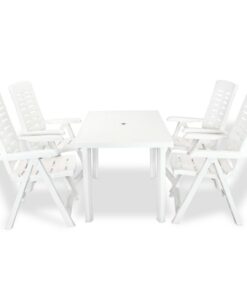 vidaXL 5-delige Tuinset kunststof wit