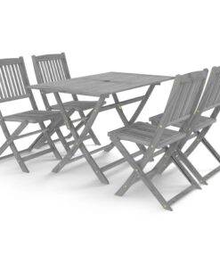 vidaXL 5-delige Tuinset massief acaciahout grijs