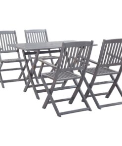 vidaXL 5-delige Tuinset massief acaciahout grijs