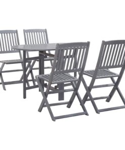 vidaXL 5-delige Tuinset massief acaciahout grijs