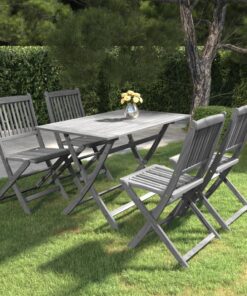 vidaXL 5-delige Tuinset massief acaciahout grijs
