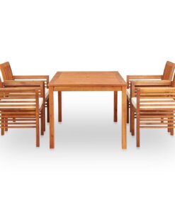 vidaXL 5-delige Tuinset met kussens massief acaciahout