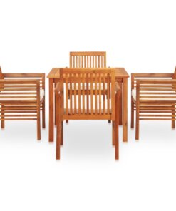 vidaXL 5-delige Tuinset met kussens massief acaciahout
