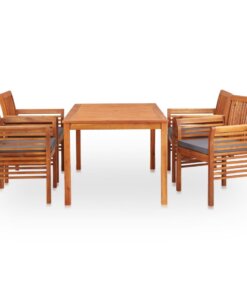 vidaXL 5-delige Tuinset met kussens massief acaciahout