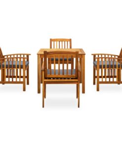 vidaXL 5-delige Tuinset met kussens massief acaciahout