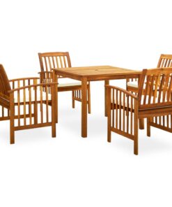 vidaXL 5-delige Tuinset met kussens massief acaciahout