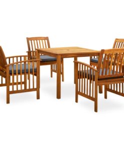 vidaXL 5-delige Tuinset met kussens massief acaciahout