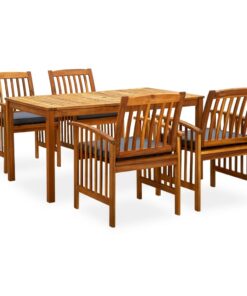 vidaXL 5-delige Tuinset met kussens massief acaciahout