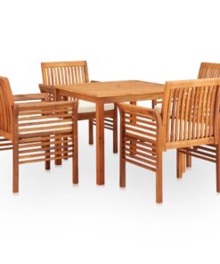 vidaXL 5-delige Tuinset met kussens massief acaciahout