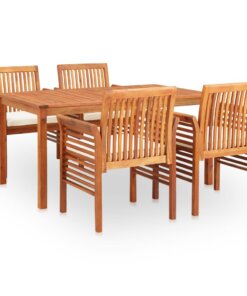 vidaXL 5-delige Tuinset met kussens massief acaciahout