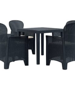 vidaXL 5-delige Tuinset rattan-look kunststof antraciet