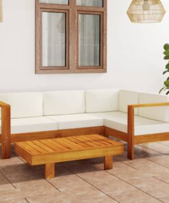 vidaXL 5-delige tuinloungeset met kussens 100x60 cm acaciahout