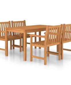 vidaXL 5-delige tuinset 140x80 cm massief teakhout