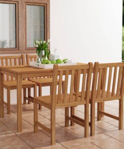 vidaXL 5-delige tuinset 140x80 cm massief teakhout