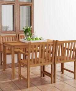 vidaXL 5-delige tuinset 140x80 cm massief teakhout