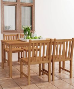 vidaXL 5-delige tuinset 150x90 cm massief teakhout