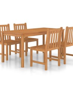 vidaXL 5-delige tuinset 160x80 cm massief teakhout