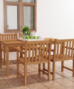 vidaXL 5-delige tuinset 160x80 cm massief teakhout