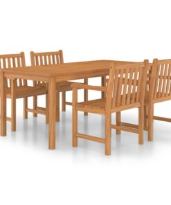 vidaXL 5-delige tuinset 180x90 cm massief teakhout