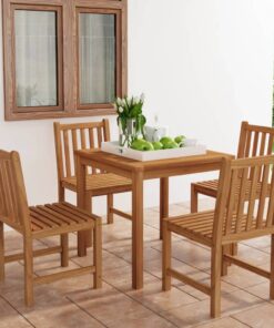 vidaXL 5-delige tuinset 80x80 cm massief teakhout