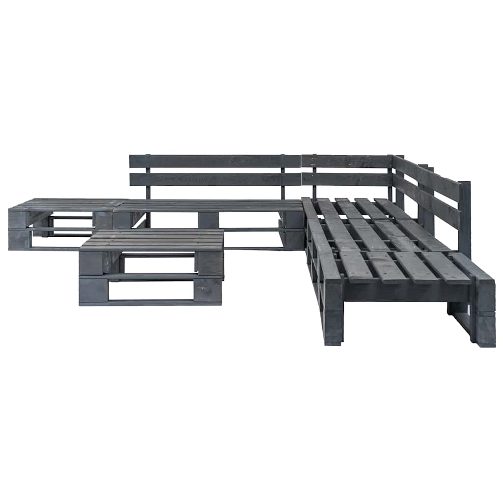 vidaXL 6-delige Loungeset pallet hout grijs