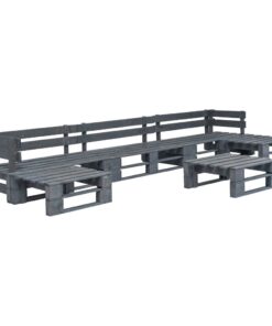 vidaXL 6-delige Loungeset pallet hout grijs