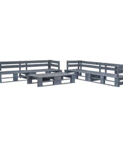 vidaXL 6-delige Loungeset pallet hout grijs