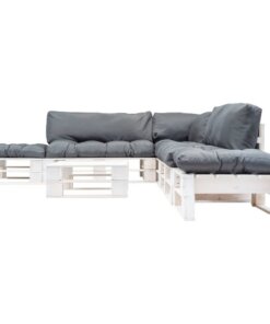 vidaXL 6-delige Loungeset pallet met grijze kussens hout