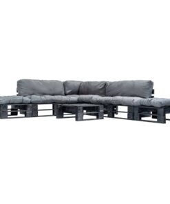 vidaXL 6-delige Loungeset pallet met grijze kussens hout