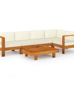 vidaXL 6-delige tuinloungeset met kussens 100x60 cm acaciahout