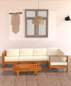vidaXL 6-delige tuinloungeset met kussens 100x60 cm acaciahout