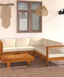 vidaXL 6-delige tuinloungeset met kussens 100x60 cm acaciahout